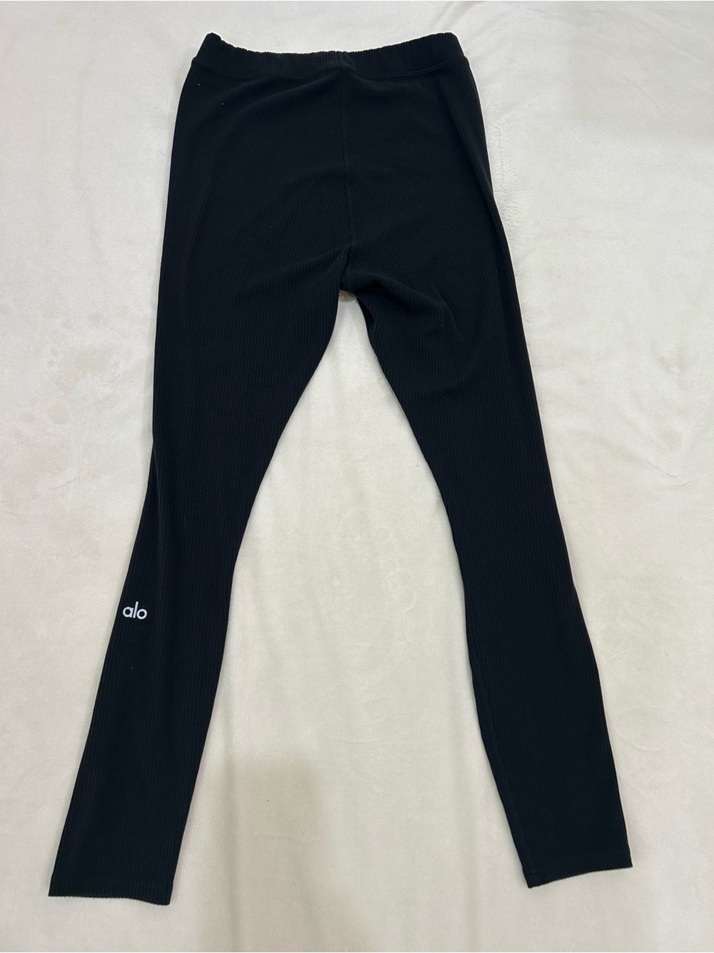 ALO Yoga Black Ribbed Active Leggings, Size M